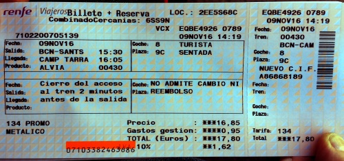 renfe Fahrkarte nach Tarragona W